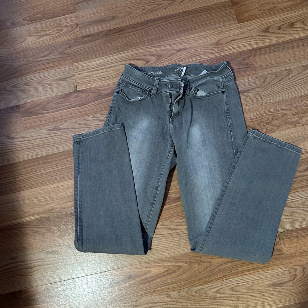 LOFT Women's Straight Leg Jeans in Charcoal